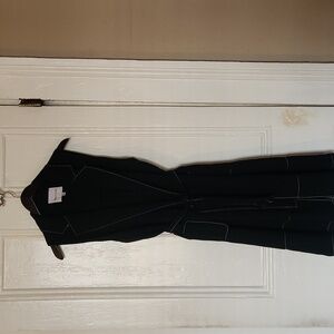 Gibson Dark Blue Midi Dress with White Stitching